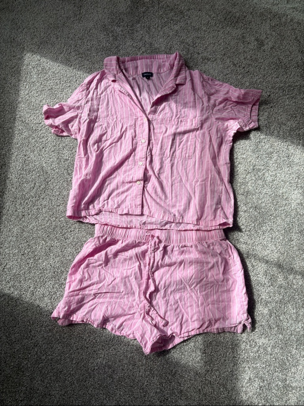 Pink Striped Short Sleeve Pajama Set Gap Body 100% cotton